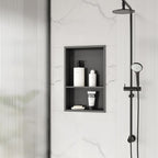 Stainless Steel Shower Niche 18" X 12", No Tile Needed Wall Niche Double Shelves, Recessed Niche Shower for Bathroom Storage, Gun Metal