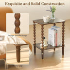 Side Tables Set of 2, Small End Table with Storage Shelf, Night Stand Set 2 Bedside Tables for Living Room, Bedroom, Office and Small Spaces (Rustic Brown)