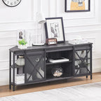 HOMISSUE Corner TV Stand for 55 Inch TV, Rustic Corner Entertainment Center with Storage, Industrial Media Console Table with Sliding Barn Door, Entertainment Center for Living Room, Grey