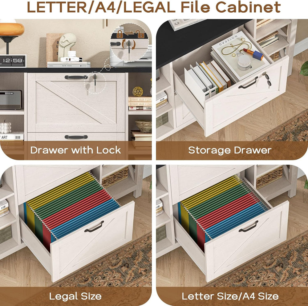 Vabches File Cabinet with 2 Drawers, Farmhouse Lateral File Cabinet Fits File...