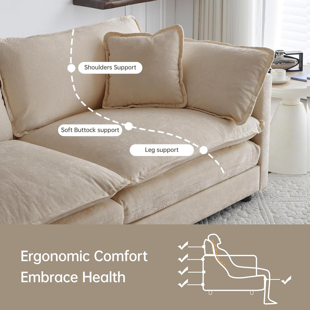 Modular Sectional Sofa, 76.7 Inch I-Shaped Cloud Sofa with Deep Seat Comforta...