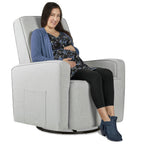 Evolur Holland Upholstered Plush Seating Glider Swivel, Glider Chair for Nursery in Harbor, Modern Nursery Glider, Tool-Free Assembly, Easy to Clean, Environmentally Conscious Glider