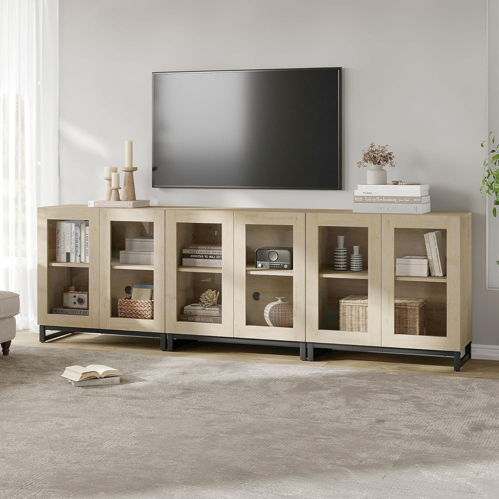 WAMPAT Sideboard Buffet Cabinets, Modern Credenza Sideboard with Adjustable S...