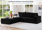 MAXYOYO 104" U Shaped Modular Sectional Sofa with 2 Ottomans, Cloud Boneless Couch with Layered Cushion, Flexible Module Combination Sofa for Living Room, No Assembly Required, Black