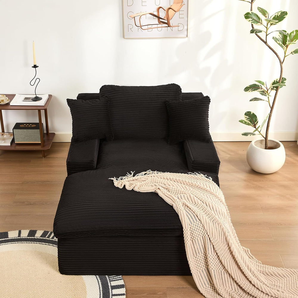 Afuson 63" Chaise Lounge Chair Indoor, Set of Convertible Sleeper Sofa C...