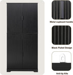 Spaco 72" Fluted Kitchen Pantry Cabinet,Modern Cupboard Storage Cabinet with 3 Keyboard Drawers & 6 Adjustable Door Shelves,Freestanding Kitchen Hutch for Living Room,Dining Room. (Black)