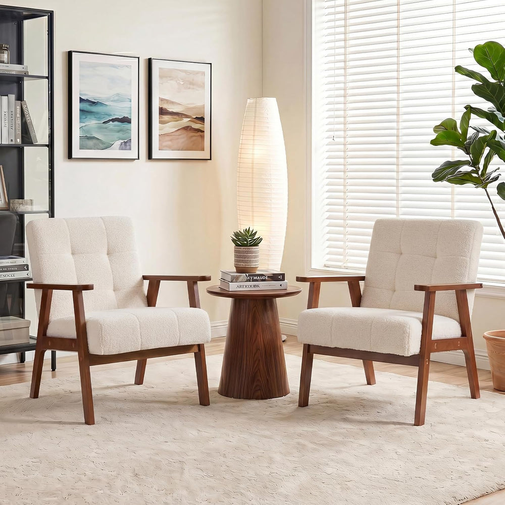 Furniliving Mid Century Modern Accent Chair, Wood Frame Upholstered Arm Chair...