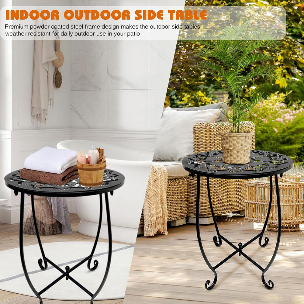 Fashion&cool 2 Pack Outdoor Side Tables, 14" Round Patio Side Table,...