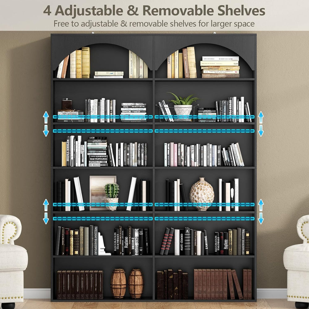 Gyfimoie 70.8’’ Tall Bookshelf and Bookcase, 7-Tier Double Wide Bookcase Mode...