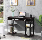 Convenience Concepts Designs2Go No-Tools Student Desk with Shelves in Espresso Wood Finish