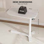 Muvai 30 Inch Large Overbed Table with Wheels Adjustable Height Ideal Bedside Table for Home Medical Use - Rolling Table for Hospital Versatile Bedside, Lap Desk, Laptop Stand,White