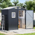 Update Version 6x4 FT Outdoor Metal Storage Shed, Single Door, 1 Clear Window, Tool Shed for Garden, Patio, Backyard Nightblue
