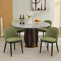 Wooden Dining Chairs Set of 4,Upholstered Kitchen Dining Room Chairs with Curved Backrest and Wood Leg,Modern Fabric Farmhouse Dinner Chair for Restaurant/Cafe,Green
