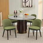 Garvee Wooden Dining Chairs Set of 6, Upholstered Kitchen Dining Room Chair, Modern Linen Fabric Farmhouse Dinner Chair with Leveling Feet/High Backrest Support for Dining Room, Living Room,Green