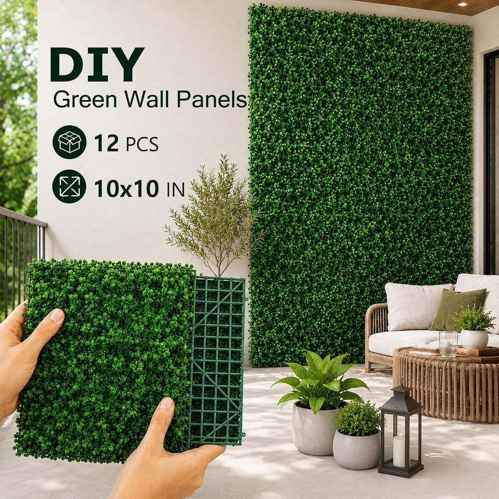 Artificial Grass wall Panel 12P 10x10 Boxwood Greenery Backdrop