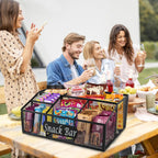 Snack Organizer for Pantry Shelf, Metal Snack Organizer Snack Basket, 6 Compartment Snack Bin Holder Chip Organizer, Snack Bar Station Organizer, Kitchen Pantry Organizer and Storage (Black)