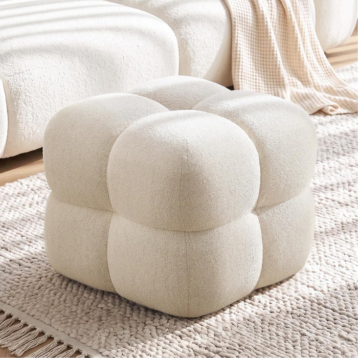 Zesthouse Square Pouf Ottoman Footstool, Modern Vanity Chair for Bedroom