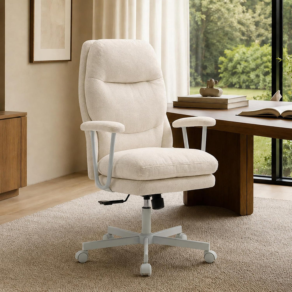 Ergonomic Office Chair, High Back Fabric Executive Chair with Thick Cushion, ...