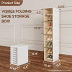 ANTBOX Shoe Organizer Storage Box, Portable Folding Shoe Rack for Closet with Magnetic Clear Door,Large Sneaker Cabinet Bins Sturdy Easy Assembly 8 Layers-8 Grids