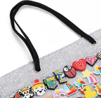 JUXYES Shoe Charms Organizer Wall Hanging Collection Holder with 216 Holes | Soft Felt Material, Easy to Categorize, Portable Decorative Croc Charms Display, Hanging Shoe Charms Storage Organizer, Gray