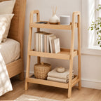 Solid Oak 3-Tier Ladder Shelf & Beech Wood Shoe Rack - Sturdy Entryway Organizer, Elegant Storage for Bathroom, Living Room, Bedroom & Hallway - Durable & Stylish Design