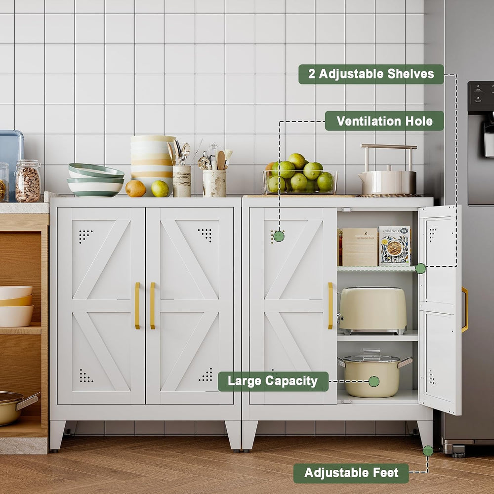 32" Metal Bathroom Storage Cabinet,Floor Storage Cabinet with 2 Doors an...