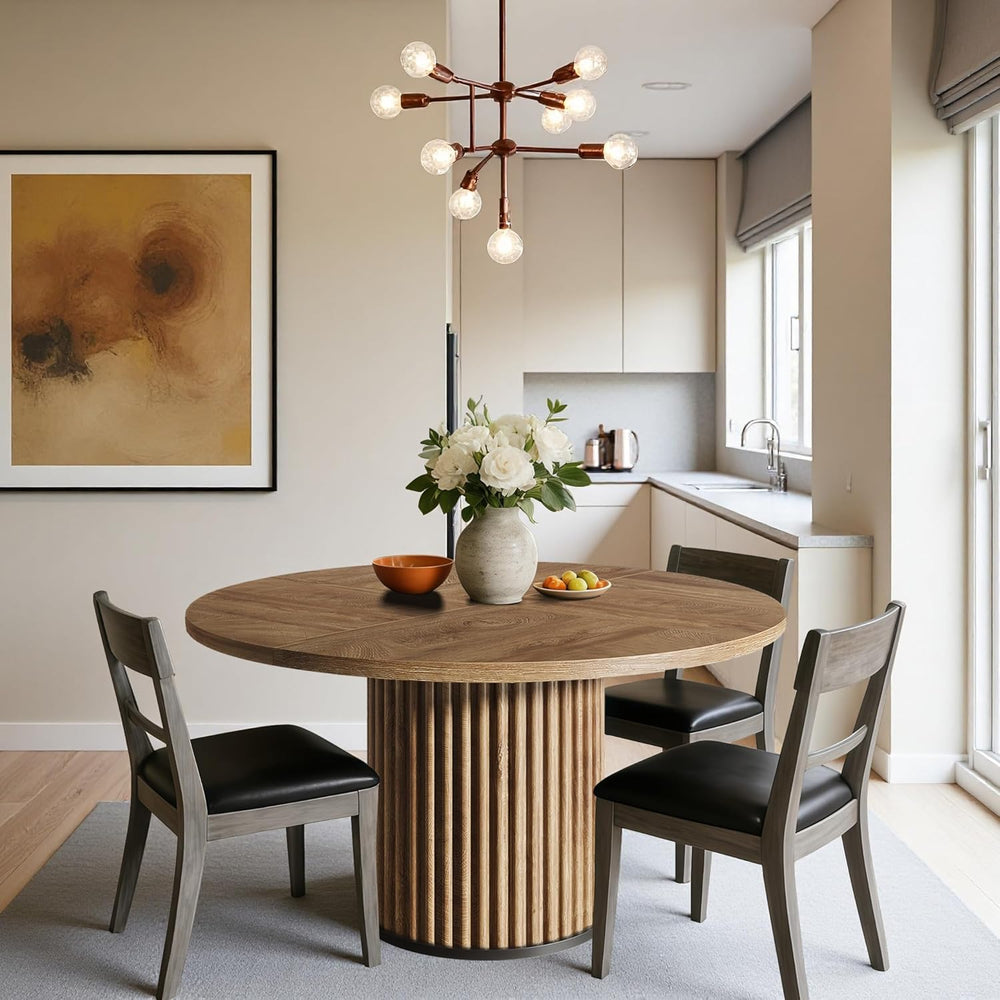 Oigavfd Black Round Dining Table for 4-6 People 47" Circle Dining Table ...
