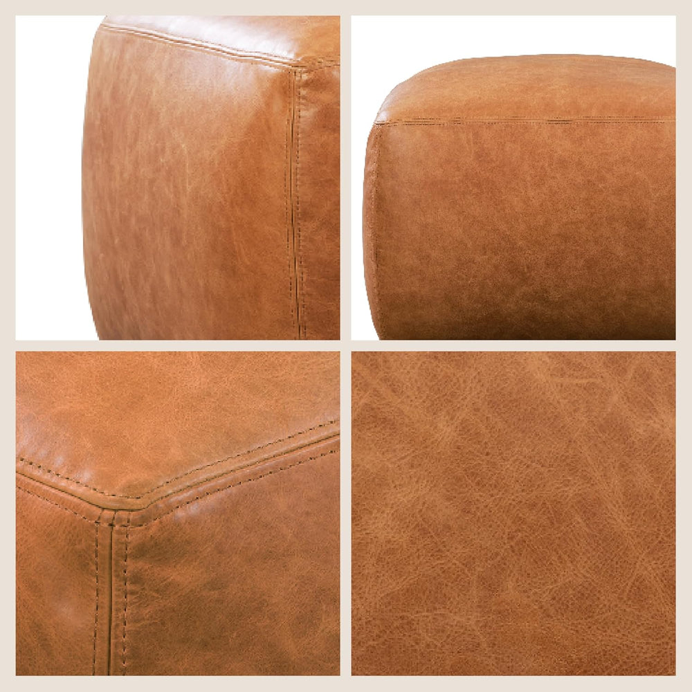 POLY & BARK Denver Ottoman – 43" Large Pouf with Feather-Down Topper...