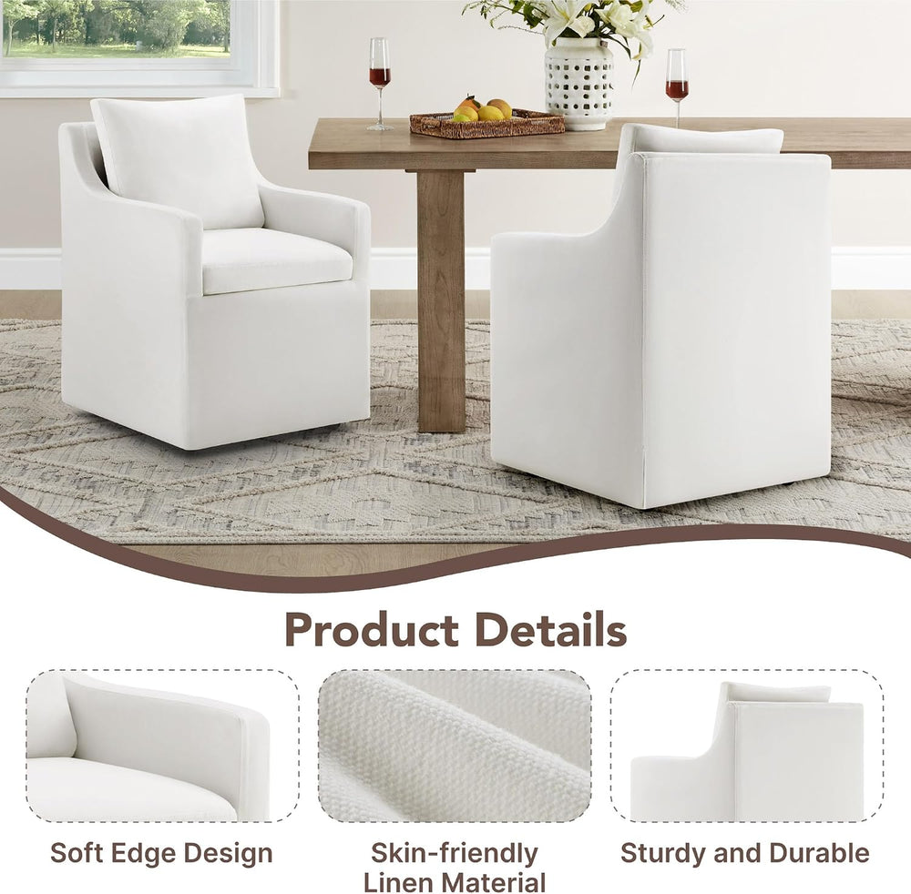 KISLOT Upholstered Dining Chairs Set of 2 with Washable Cover, White