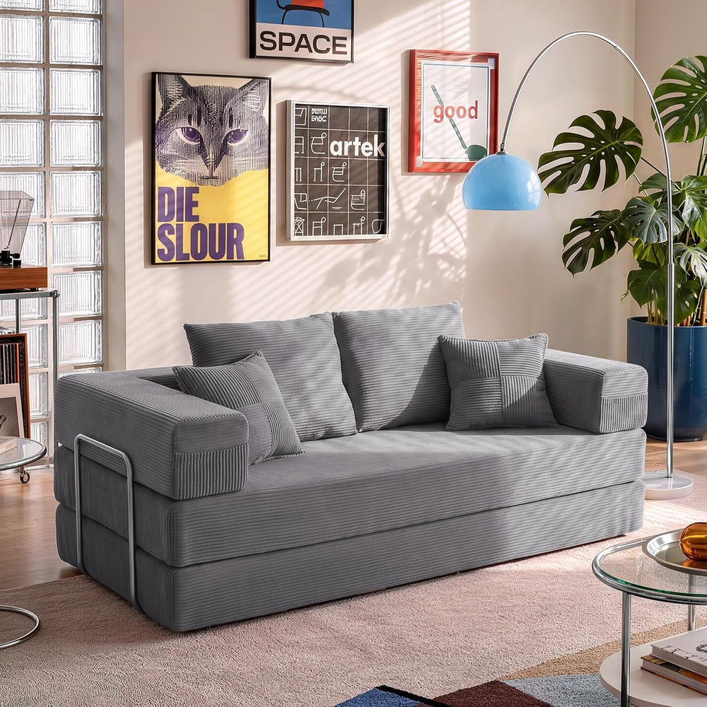 YINIX Foldable Sofa Bed, 78'' Folding Floor Couch, Compressed Convert...