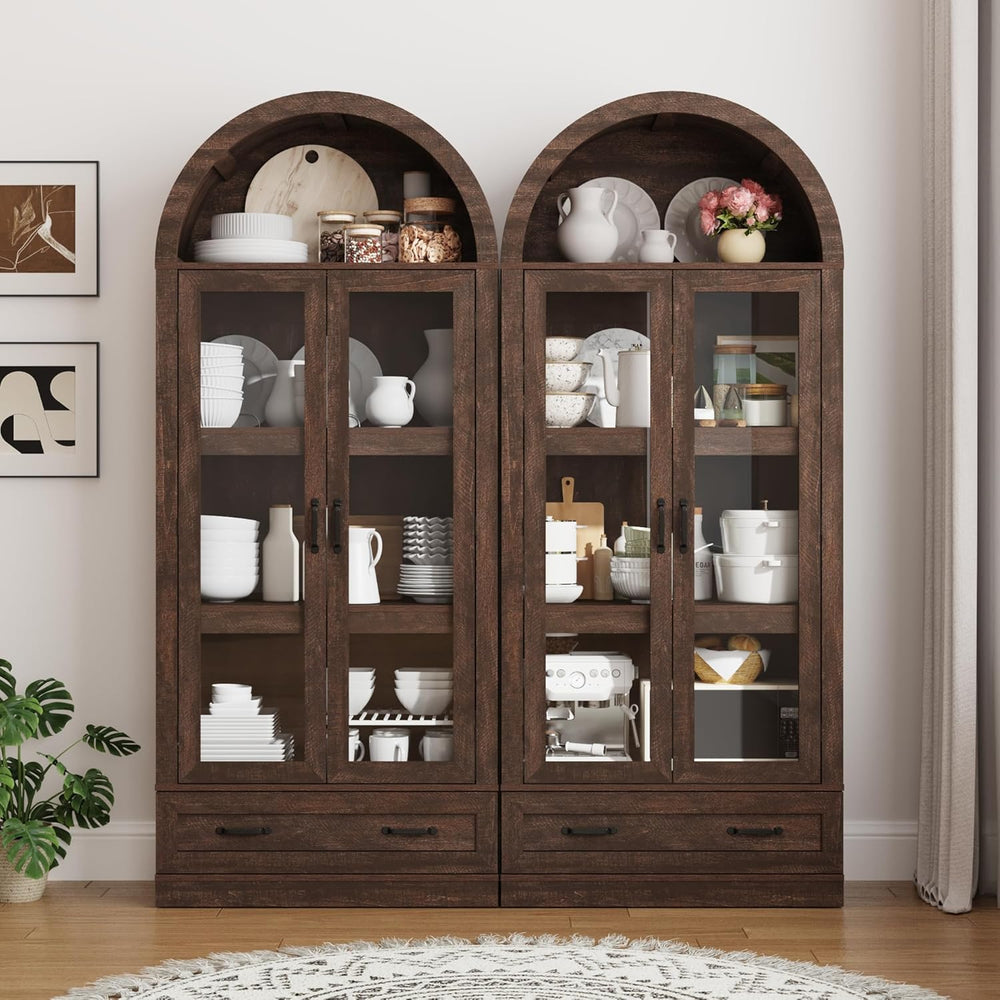 75" Tall Arched Kitchen Pantry Cabinet w Load-Bearing Steel Pipe,Modern ...