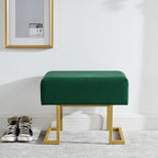 Modern Style Bedroom Single Seat Bench, Cushioned Bed end Stool, Living Room Sofa Stool, Footstool with Golden Iron Legs, Suitable for Bedroom and Living Room (Dark Green, 21.65"x15.74"X16.53")