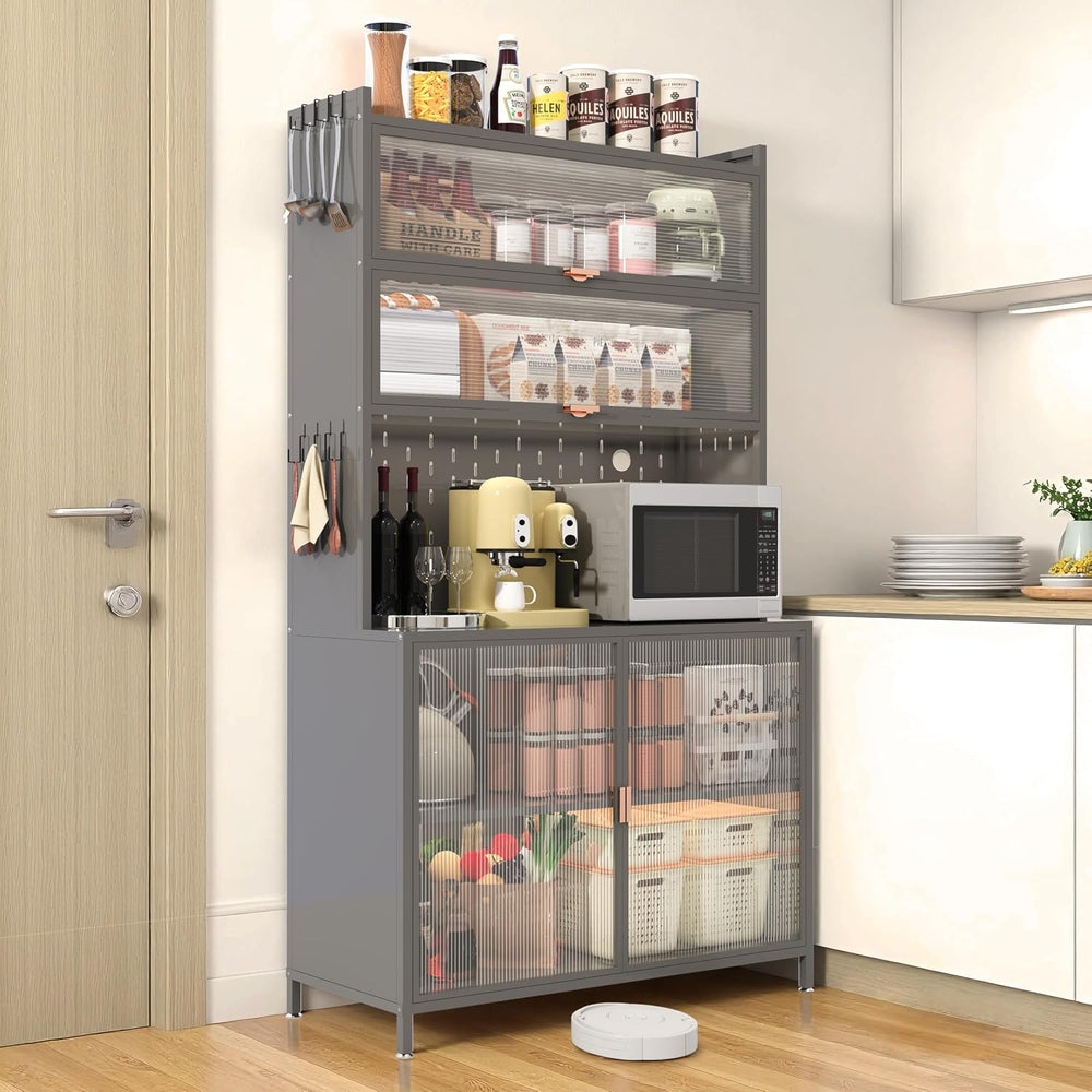 73" Pantry Cabinet Kitchen Hutch Cabinet with Doors & Adjustable She...