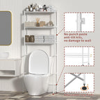 3-Tier Over The Toilet Storage, Freestanding Metal Bathroom Shelves, Space Saver Above The Over Toilet Storage Shelf for Bathroom (White)