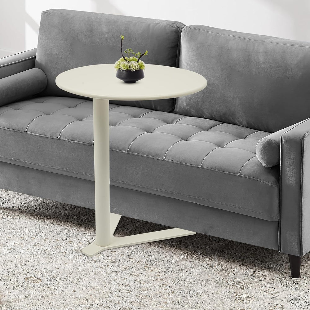 Round Side Table, Small C Shaped End Table, Couch Side Table, Modern Coffee T...
