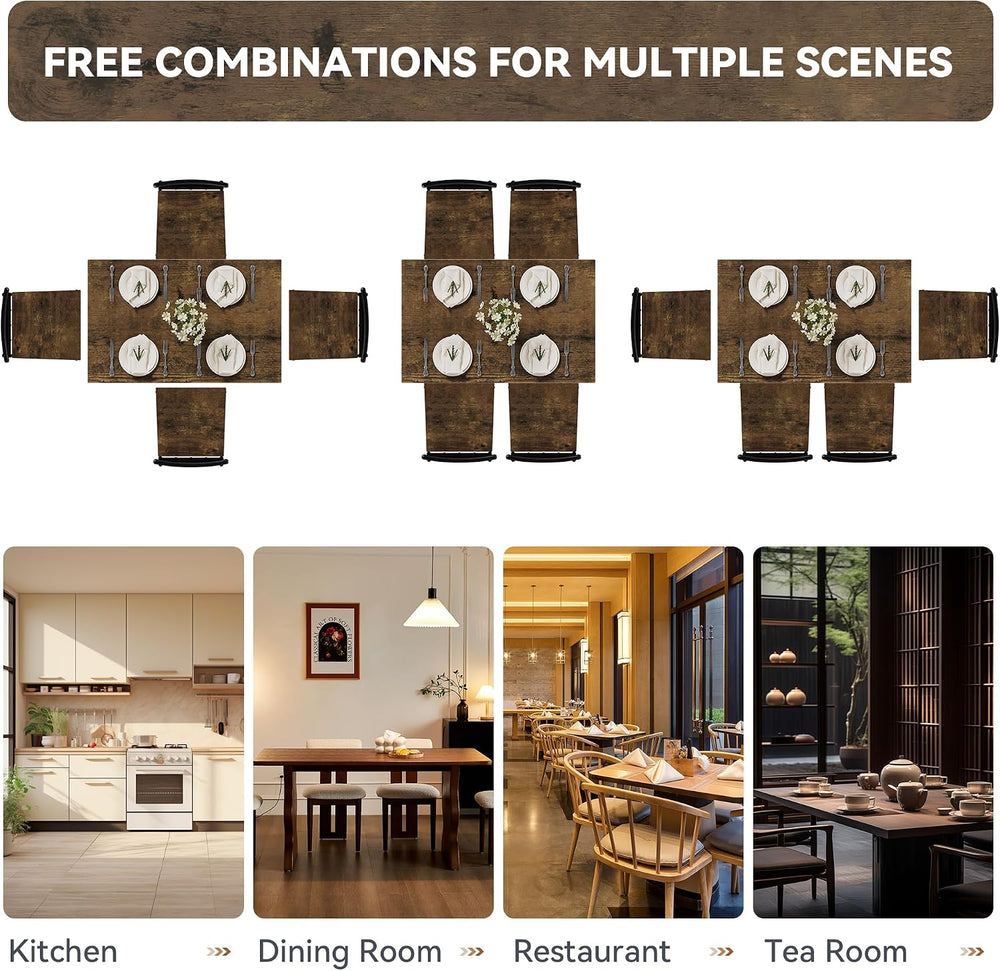 Dining Table Set for 4 with 1.6" Thick Tabletop, 5-Piece Kitchen Table S...