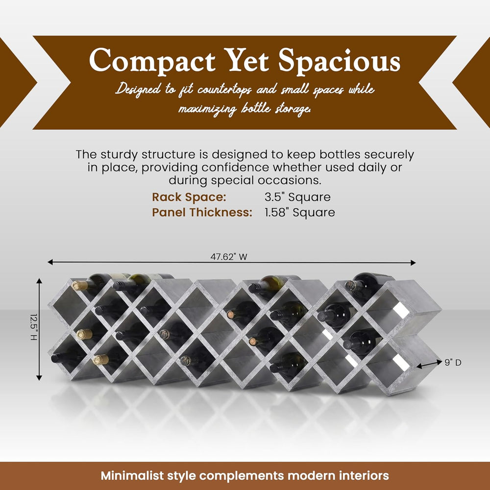 Kings Brand Furniture 30-Bottle Wine Rack – Geometric Grid Design, Modern Cou...