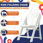 Giggle & Play Kids Folding Chair, 2 Pack - Toddler Beach & Camping Chair | Portable Folding Chairs for Kids & Toddlers, Lightweight for Beach, Camping & Sturdy Backrest, Easy Fold - White