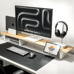 Raico Desk Cockpit Shelf Monitor Stand System Dual Screen Setup Wood Large Desk Accessory Organizer Unit (Oak, Full Length v2 | 45.7 Inches)
