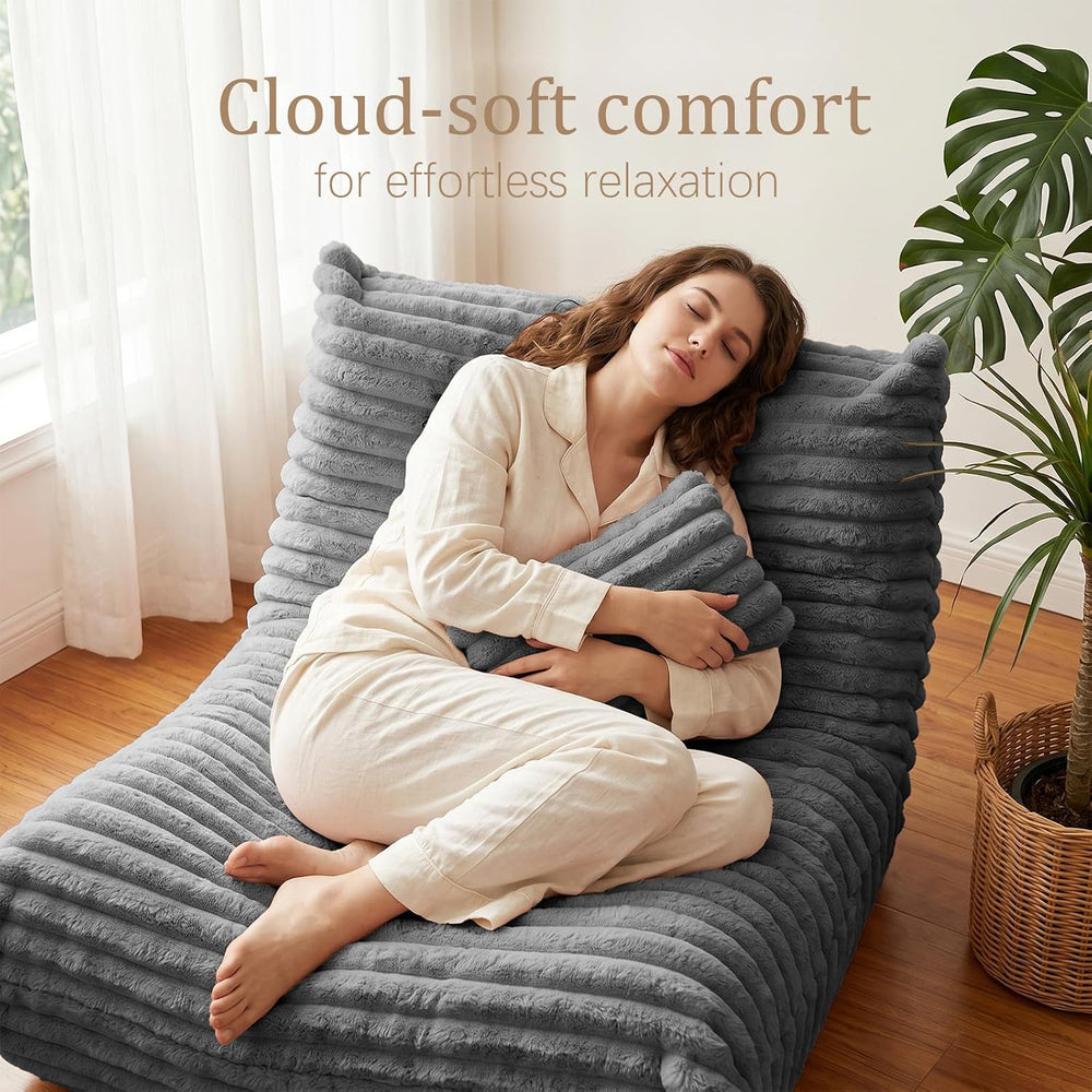 Bean Bag Chair for Adults, Giant Memory Foam Floor Sofa with Lumbar Pillow, O...