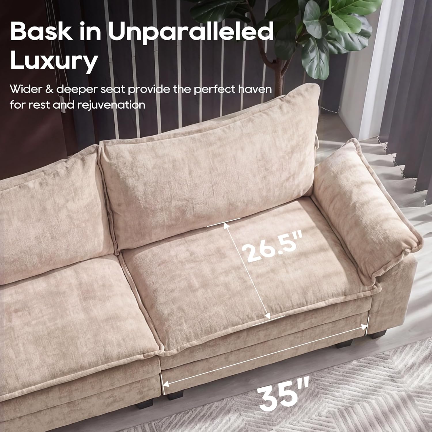 URRED Oversized Modular Sectional Sofa，Khaki：122" U Shaped | Modern Comfy Cloud Couch with Movable Ottoman and Pillow, Deep Seat Couches for Living Room, Bedroom or Apartment