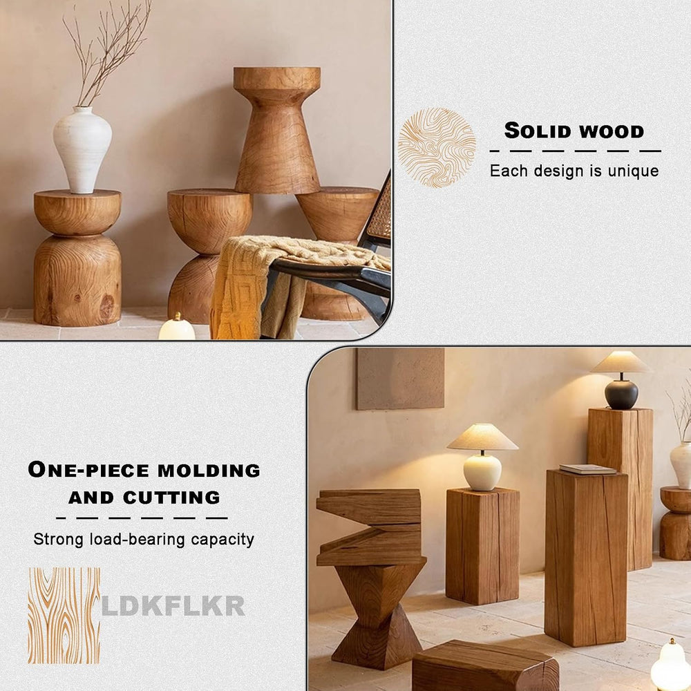 Solid Wood Small Side Table, Accent Table Freeform Natural Plant Stand Coffee...