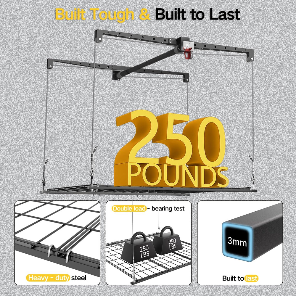 Garage Ceiling Storage Rack, 4x4 Ft Adjustable Overhead Garage Storage Rack L...