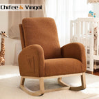 Chifee & Vingol Rocking Chair Nursery Sherpa Boucle Nursing Glider Rocker Chair, Teddy Brown
