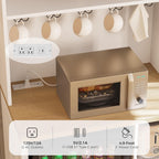 IRONCK Bakers Rack with Mini Fridge Space & Power Outlets, 69.3" Coffee Bar Station with LED Lights, 7-Tier Kitchen Microwave Stand with Hooks & Wooden Backboard, Space-Saving Utility Organizer, White