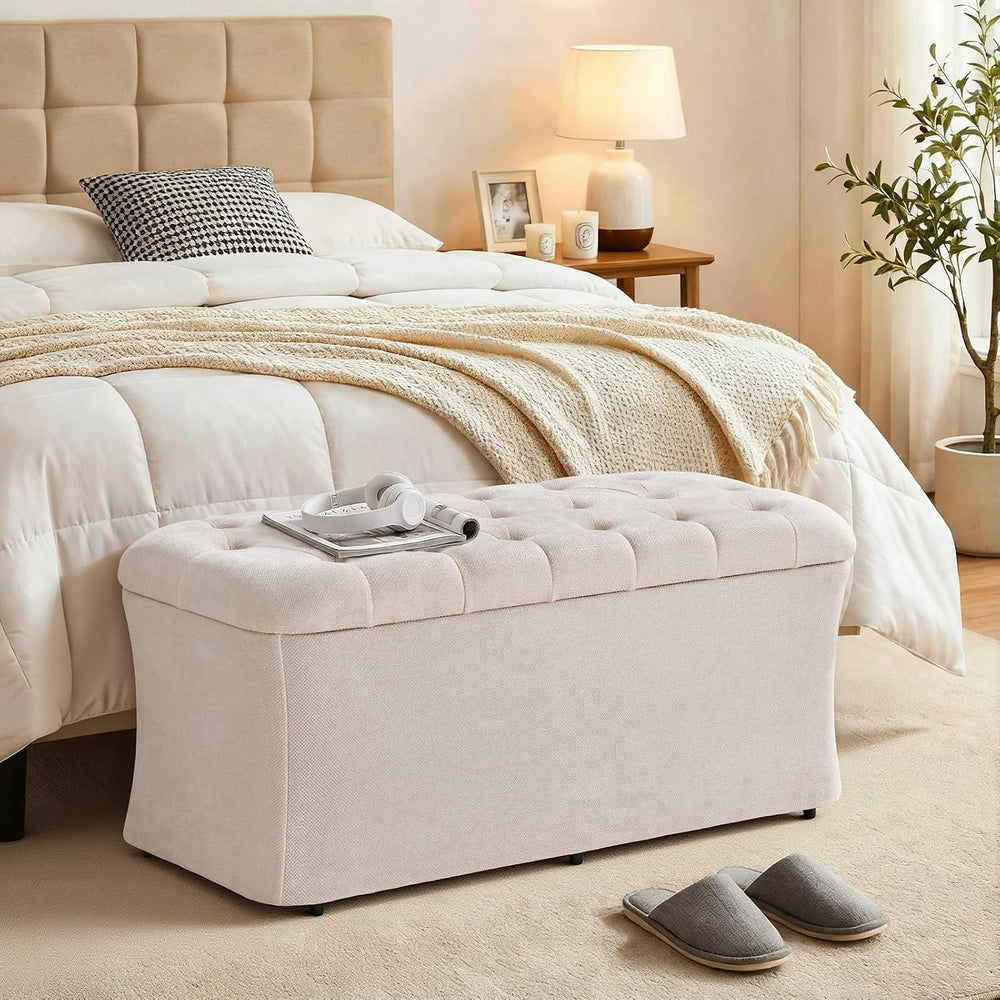 ONBRILL Storage Ottoman Bench, End of Bed Bench, 39.8 x 18.1 x 17.7 Inches Po...