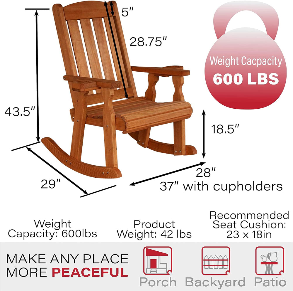 Amish Casual Heavy Duty 600 Lb Mission Pressure Treated Rocking Chair with Cu...