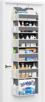 Over The Door Organizer Hanging 6-Shelf Storage Organizer with 50lb Heavy Duty Perfect for Bathroom Closet Nursery Bedroom (Grey,1 Pack)