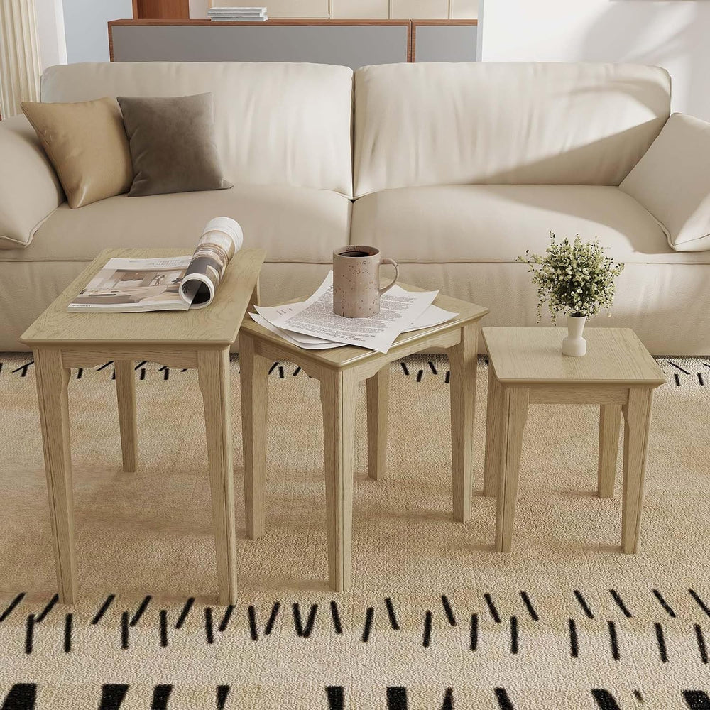 Kmax Nesting Tables Set of 3, Small Sofa Side Table Rustic Stacking End Table...