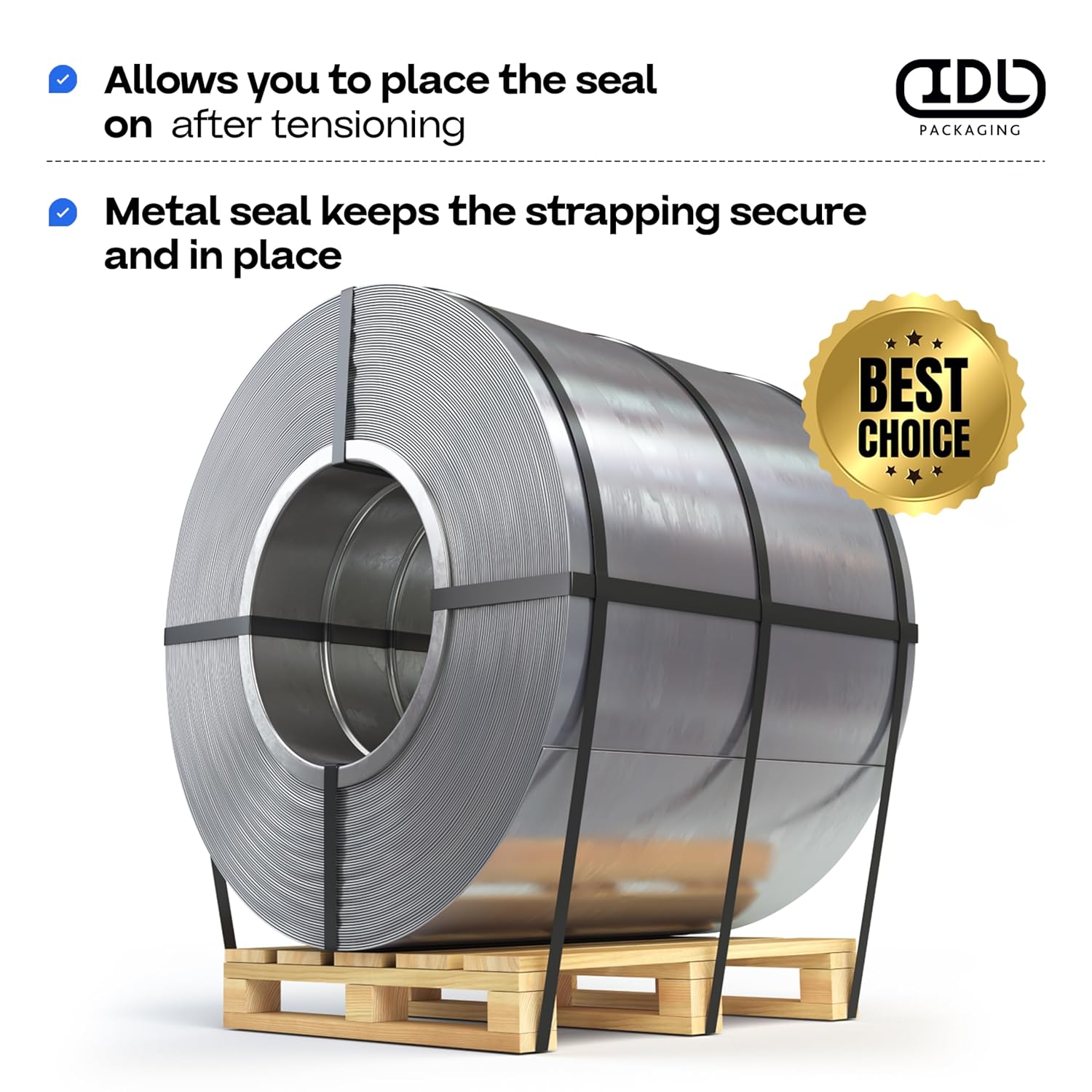 IDL Packaging - ST-O-34-M 3/4" Open (Snap-On) Seals for Steel Strapping, Pack of 100